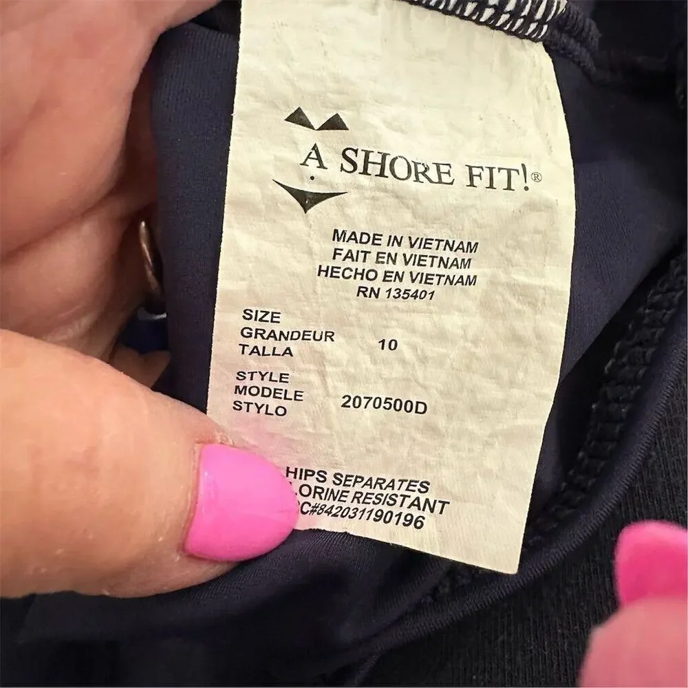 A Shore Fit Women's‎ Ruffle Hem Swim Skirt Size 10 Navy Blue - Picture 5 of 7